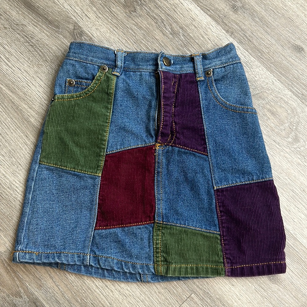 Vintage Mary-Kate & Ashley Boho Denim Patchwork Mini Skirt Size 4T
